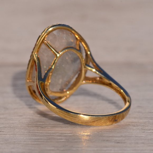 Gray Sapphire and Natural Diamond Halo Ring - Picture 3 of 9